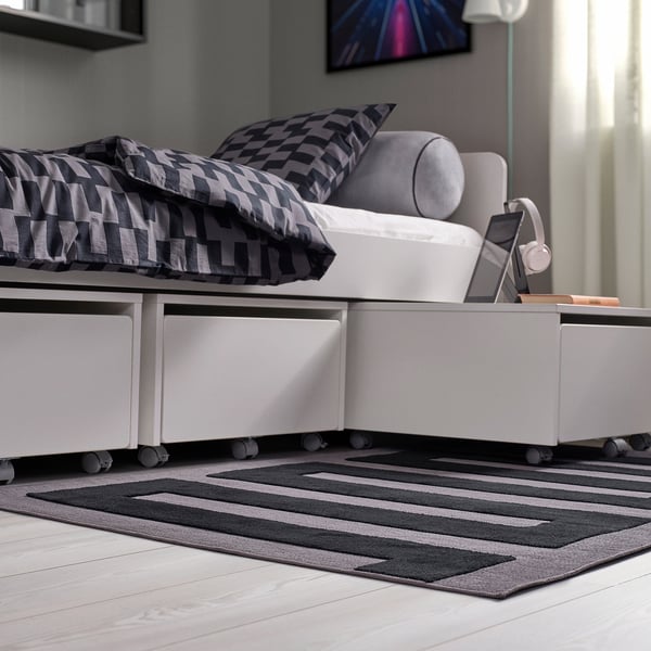 BLÅSKATA rug, black/grey, 105x160 cm