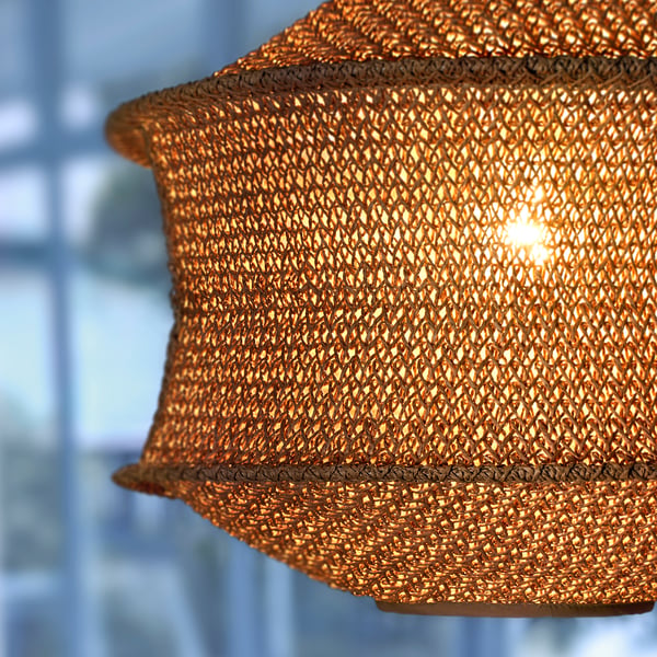 BLÅSTÅNG / HEMMA pendant lamp, beige/black, 45 cm