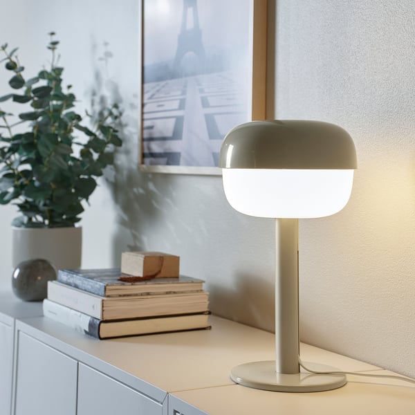 BLÅSVERK table lamp, beige, 36 cm