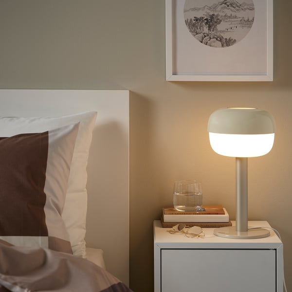 BLÅSVERK table lamp, beige, 36 cm