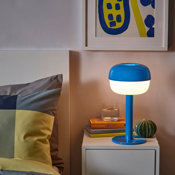 BLÅSVERK table lamp, blue, 36 cm