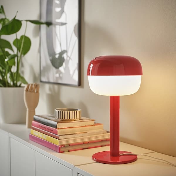 Ikea BLÅSVERK - Table Lamp, red,36 cm