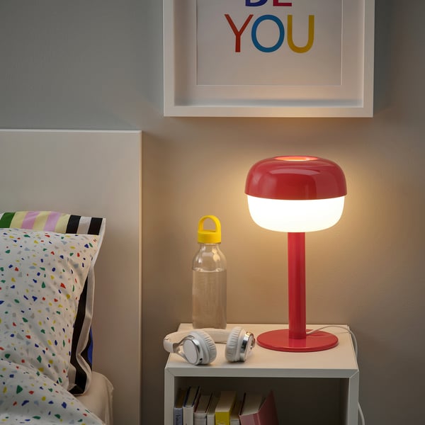 BLÅSVERK table lamp, red, 36 cm