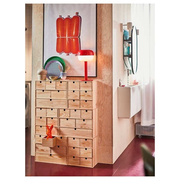 BLÅSVERK table lamp, red, 36 cm