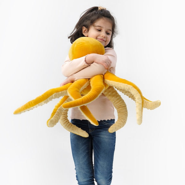 BLÅVINGAD - Soft toy, octopus/yellow, 50 cm