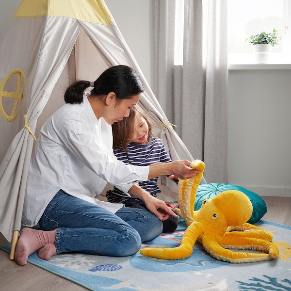 BLÅVINGAD - Soft toy, octopus/yellow, 50 cm