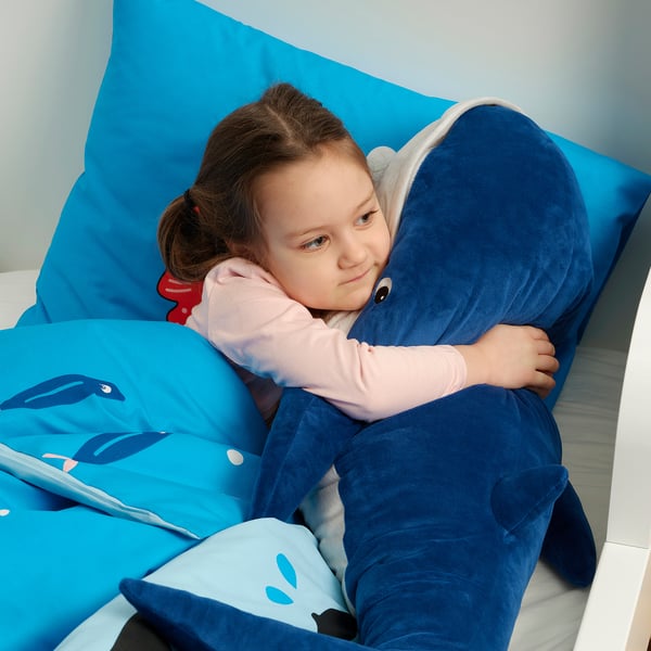 BLÅVINGAD soft toy, blue whale, 100 cm