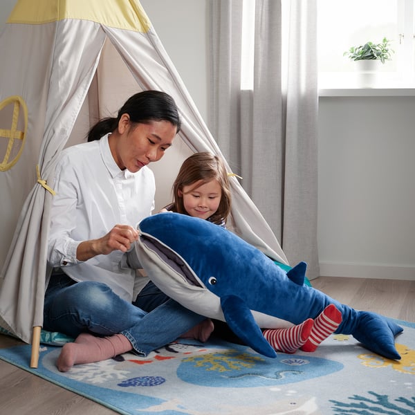 BLÅVINGAD - BLÅVINGAD Soft toy, blue whale, 100 cm