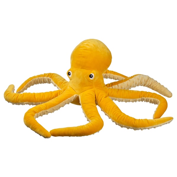 BLÅVINGAD soft toy, octopus/yellow, 50 cm