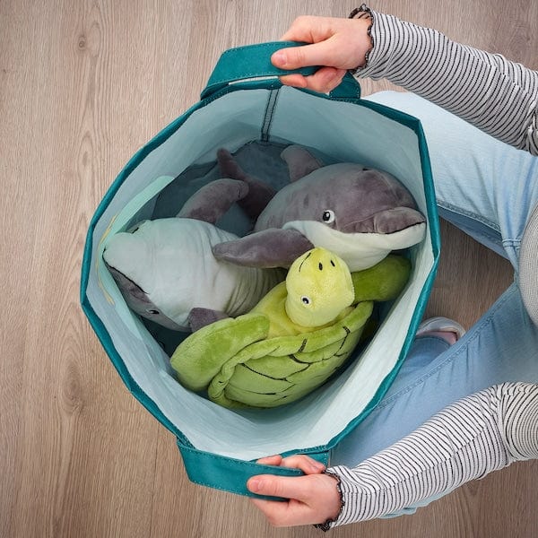 Ikea BLÅVINGAD - Storage bag, whale pattern/blue-green