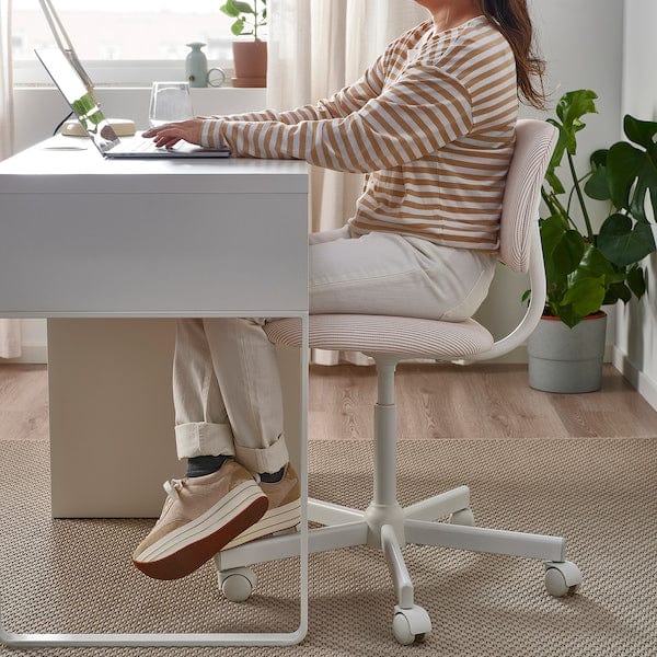 Ikea BLECKBERGET - Swivel chair, Klovsta white/brown-orange