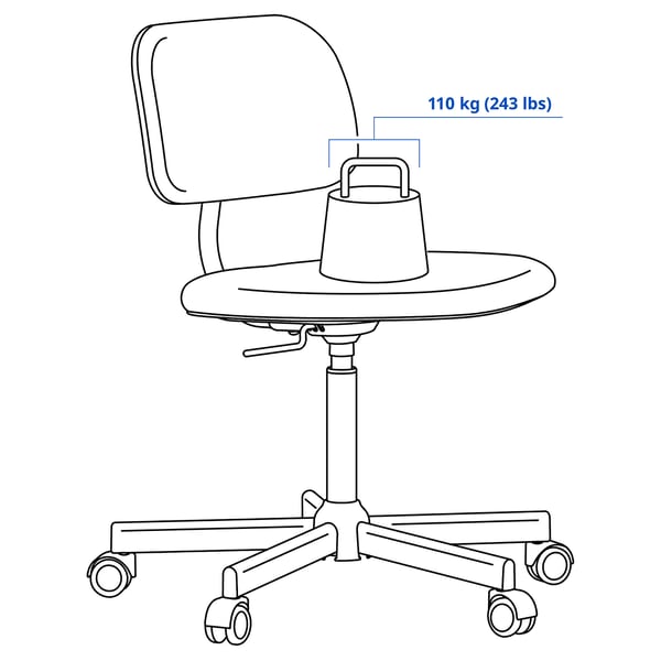 BLECKBERGET swivel chair, Klovsta white/orange-brown, 47x90x68 cm