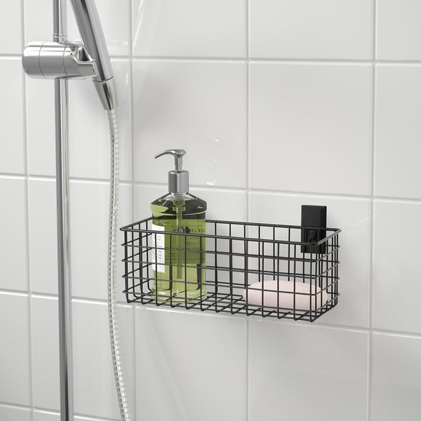 BLECKSJÖN - Wall basket, black,31x12x12 cm