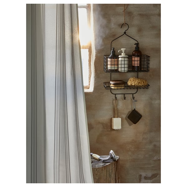BLECKSJÖN - BLECKSJÖN Shower hanger, two tiers, black, 31x56 cm