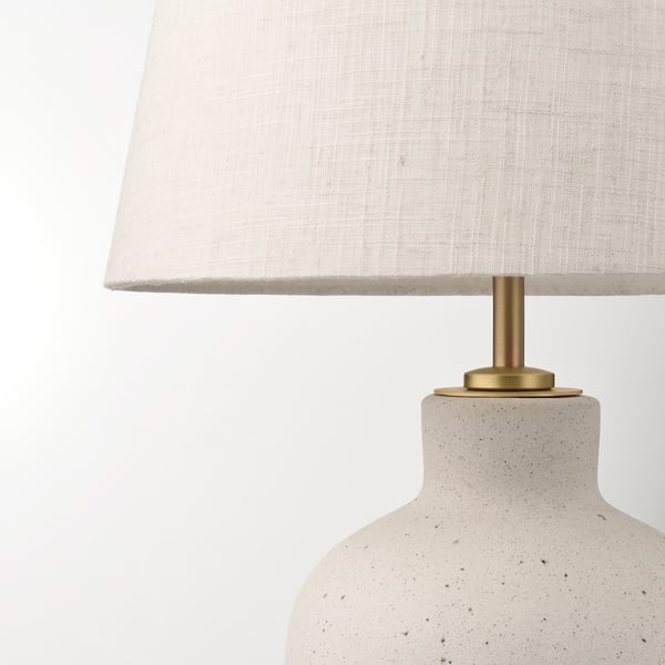 BLIDVÄDER table lamp, off-white ceramic/beige, 50 cm
