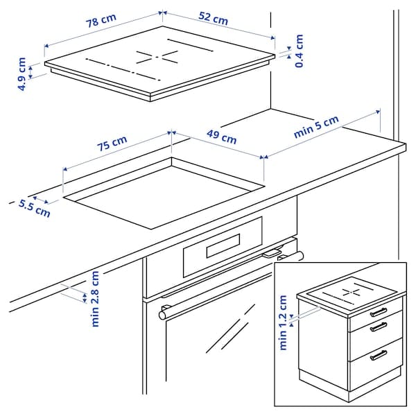 Ikea BLIXTSNABB - Induction hob, IKEA 700 black, 78 cm