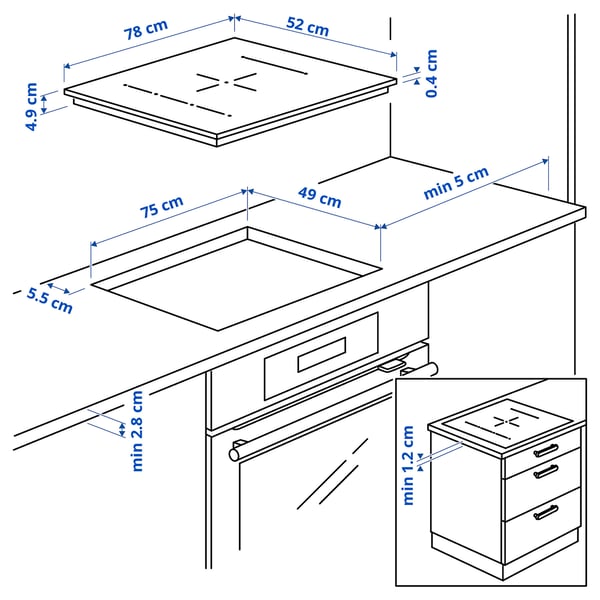 BLIXTSNABB induction hob, IKEA 700 black, 78 cm
