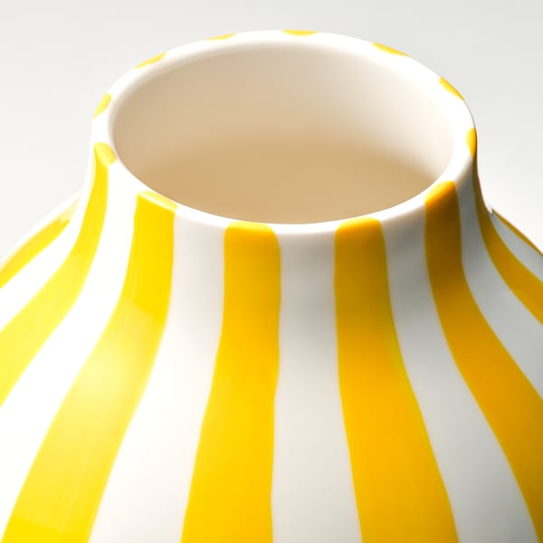 BLODBJÖRK - BLODBJÖRK Vase, striped white/yellow, 25 cm