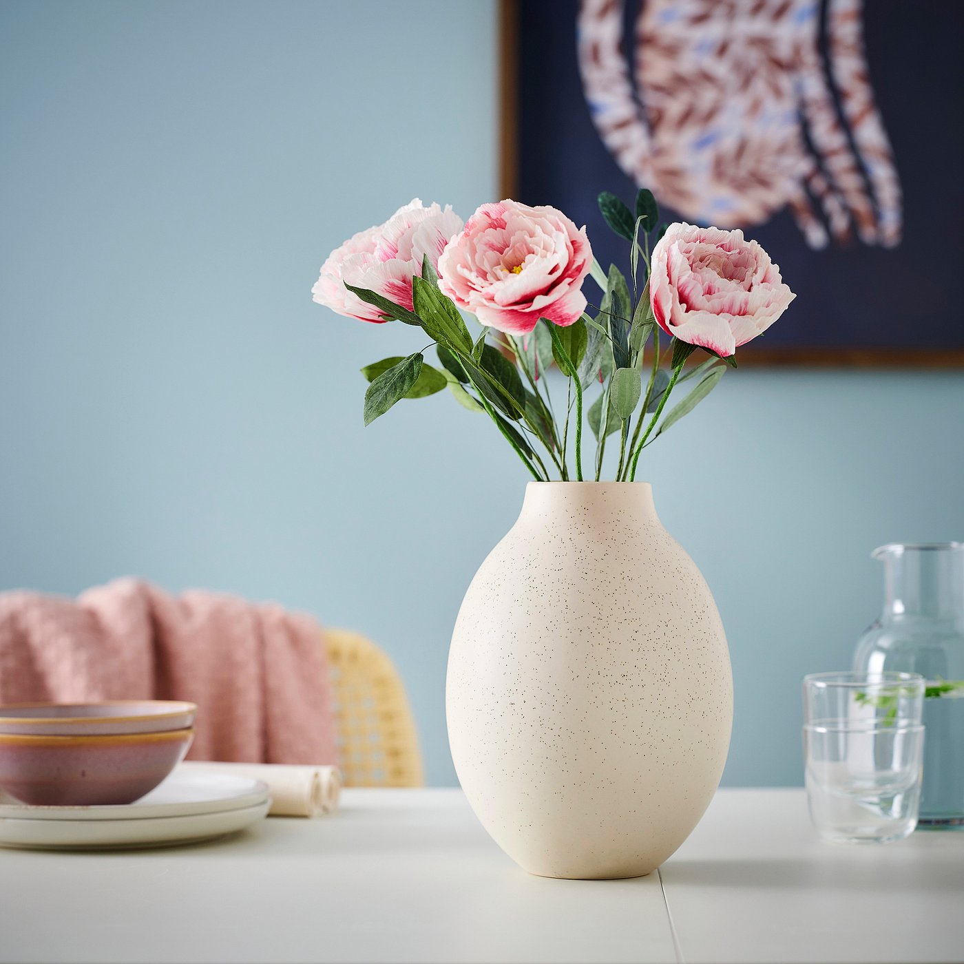 BLODBJÖRK vase, beige, 25 cm