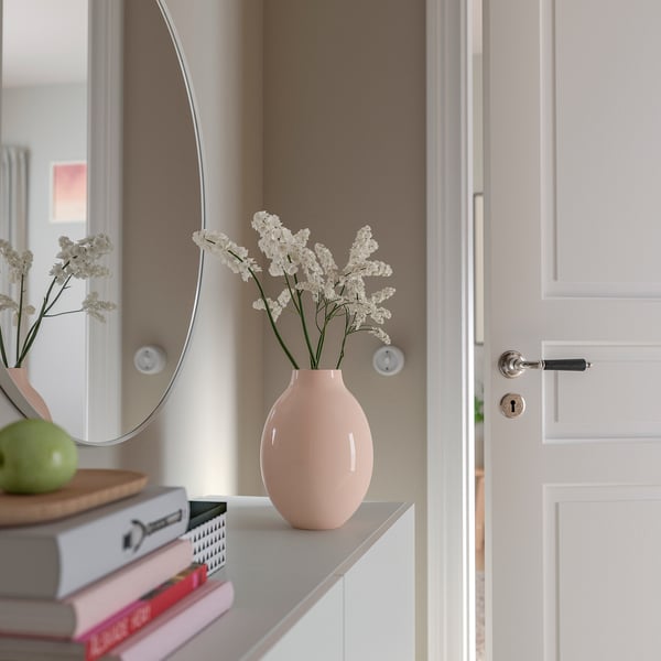 BLODBJÖRK vase, pale pink, 25 cm