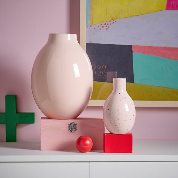 BLODBJÖRK vase, pale pink, 25 cm