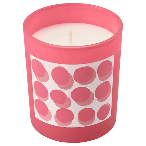 BLODBOK scented candle in glass, Strawberry/bright pink
