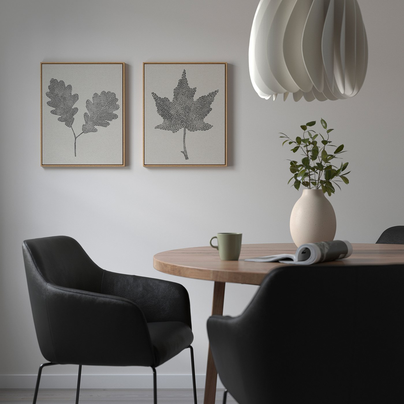 BLODFLÄDER picture, black leaves, 40x50 cm, 2 pack