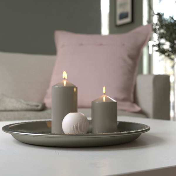 BLODOLVON - Candle dish, grey, 34 cm