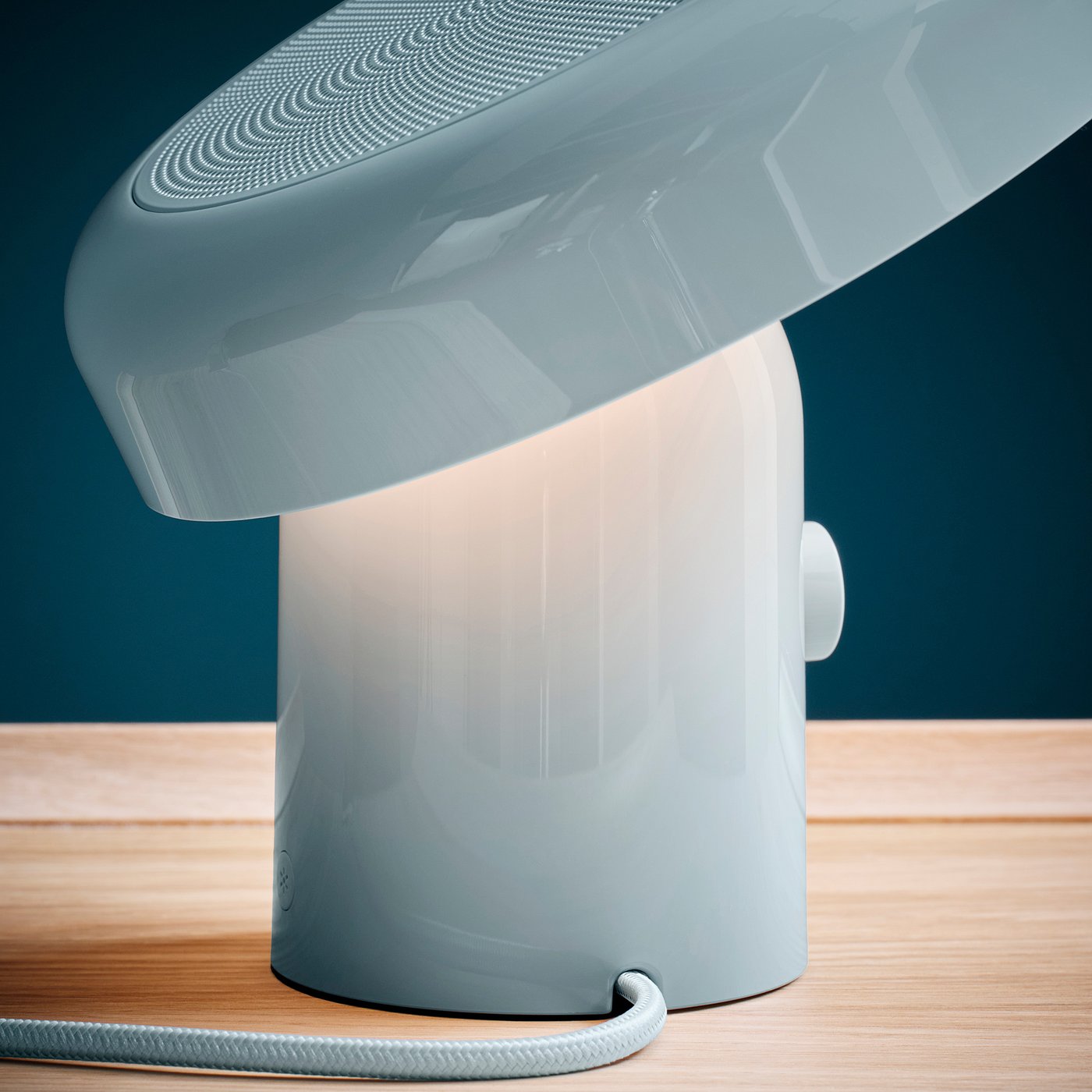 BLOMPRAKT Bluetooth speaker lamp, light blue, 22x22.4x20.6 cm