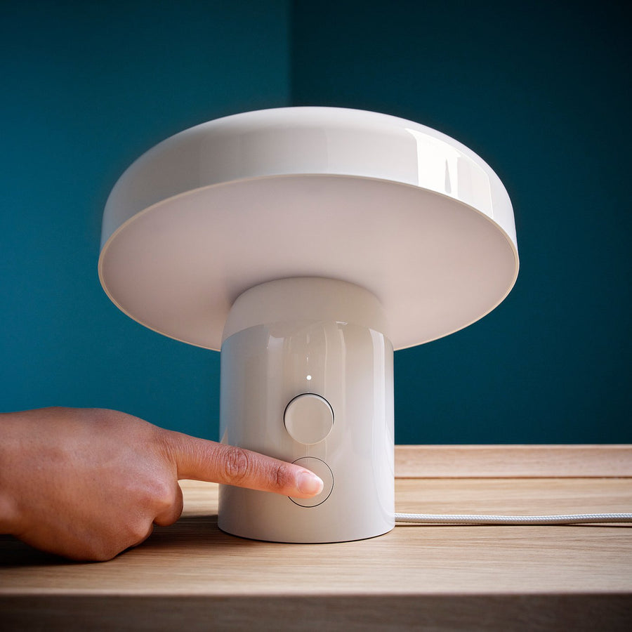BLOMPRAKT Bluetooth speaker lamp, beige, 22x22.4x20.6 cm