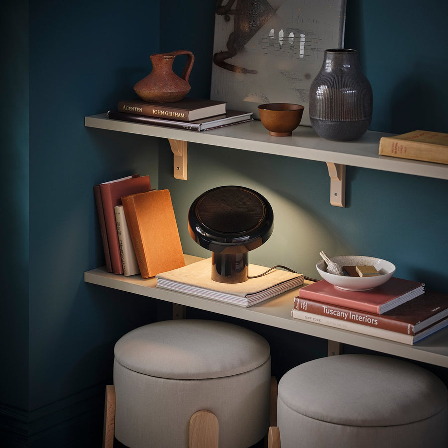 BLOMPRAKT Bluetooth speaker lamp, black, 22x22.4x20.6 cm