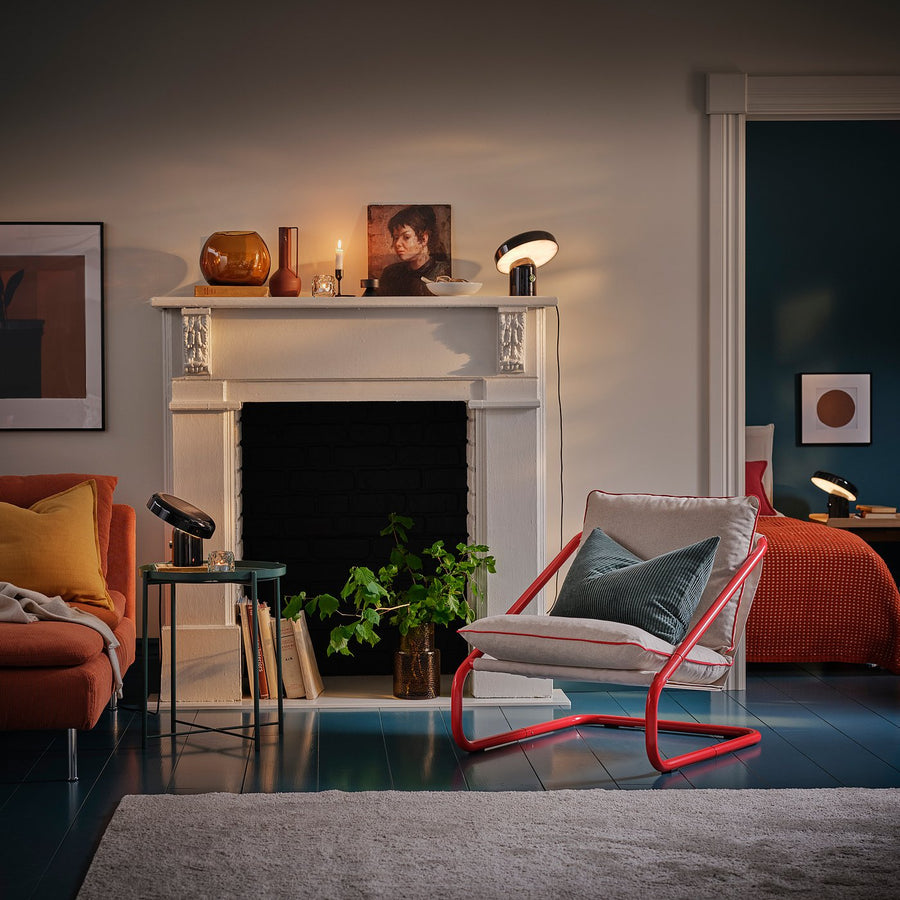 BLOMPRAKT Bluetooth speaker lamp, black, 22x22.4x20.6 cm