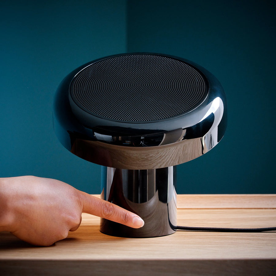 BLOMPRAKT Bluetooth speaker lamp, black, 22x22.4x20.6 cm