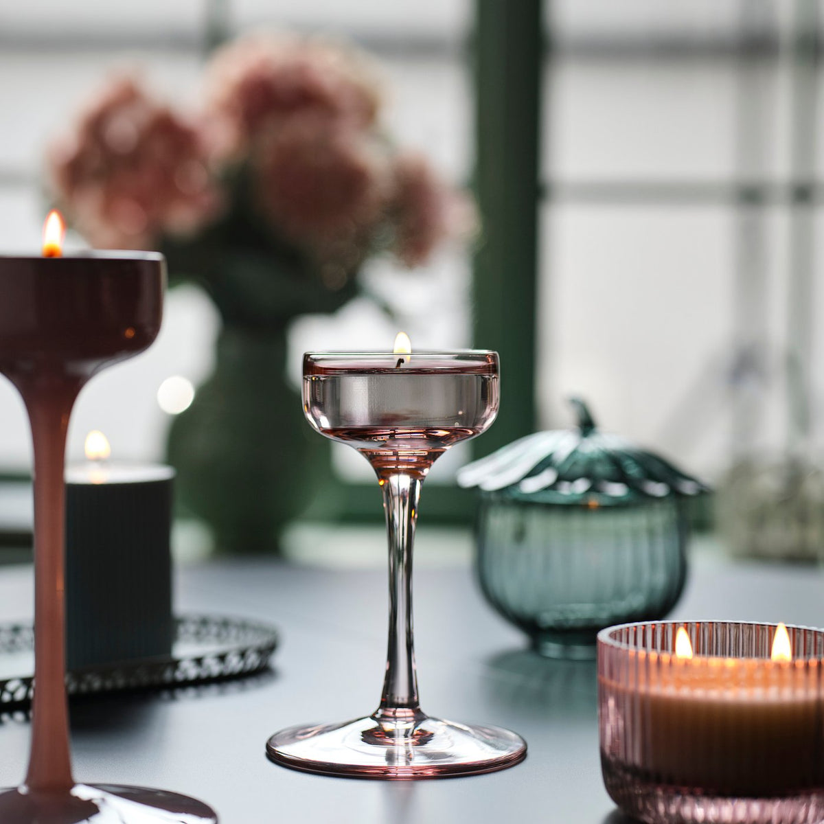 BLOMSTER candle holder, pale pink, 17 cm
