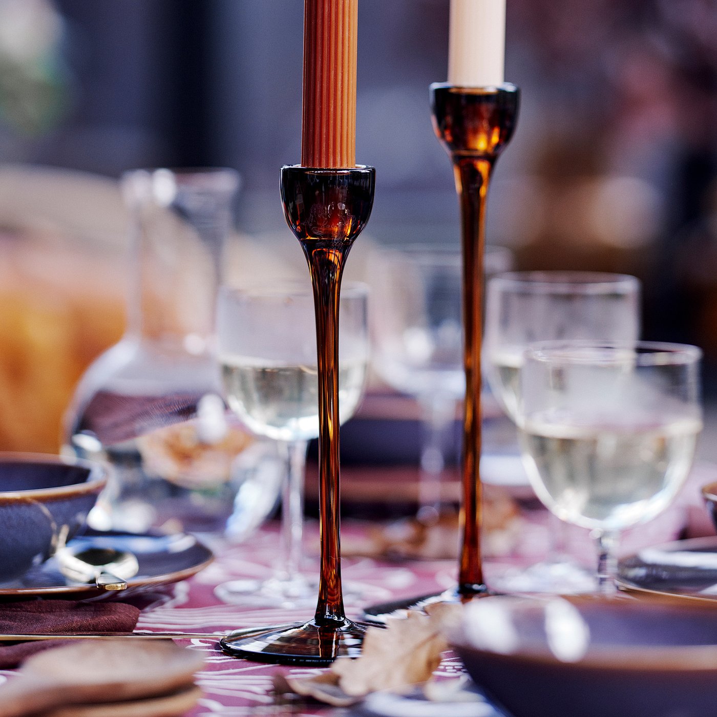 BLOMSTER candlestick, set of 2, brown