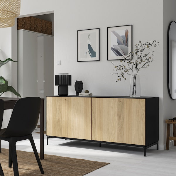 BOASTAD - Sideboard, black/oak veneer, 161x52x75 cm