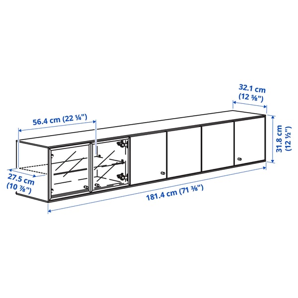 BOASTAD - BOASTAD TV storage combination, black/oak veneer, 181x42 cm