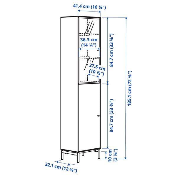 BOASTAD - BOASTAD High cabinet, black/oak veneer, 41x32x185 cm