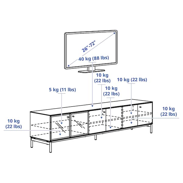 BOASTAD TV bench, black/oak veneer, 181x42x45 cm