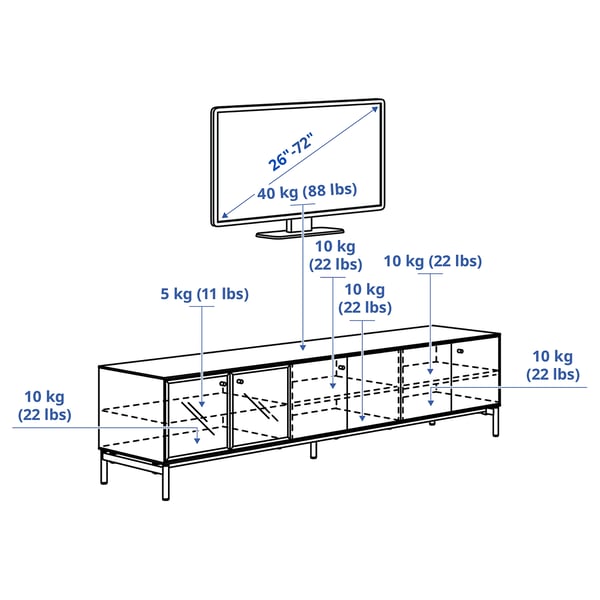 BOASTAD TV bench, black/oak veneer, 181x42x45 cm