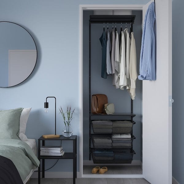 Ikea BOAXEL - Wardrobe combination, anthracite/metal, 62x40x201 cm