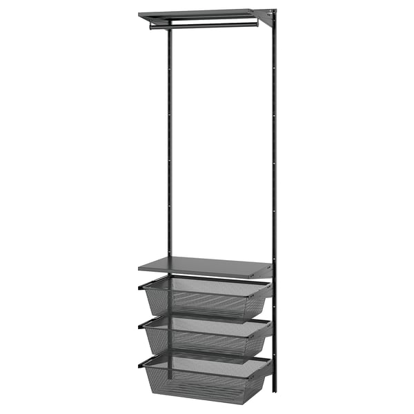 BOAXEL wardrobe combination, anthracite/metal, 62x40x201 cm