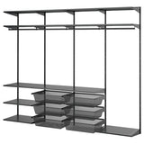 BOAXEL wardrobe combination, anthracite/metal, 245x40x201 cm