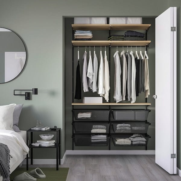 Ikea BOAXEL - Wardrobe combination, anthracite/oak, 125x40x201 cm