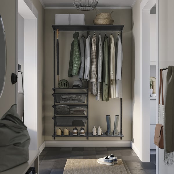 BOAXEL wardrobe combination, anthracite, 125x40x201 cm