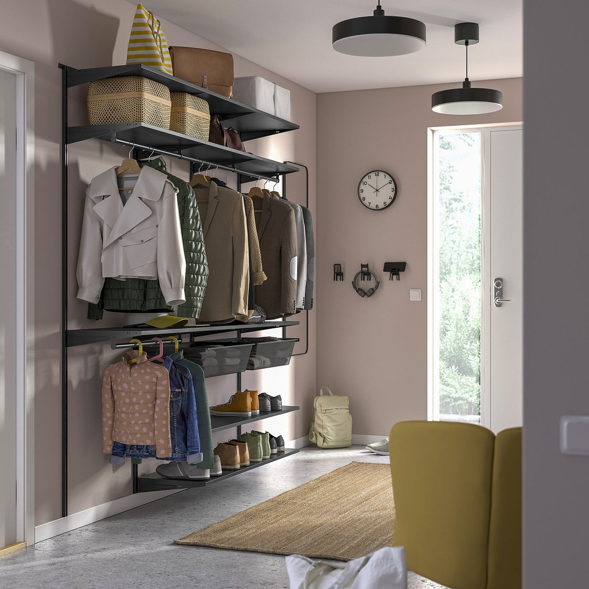 BOAXEL wardrobe combination, anthracite, 182x40x201 cm