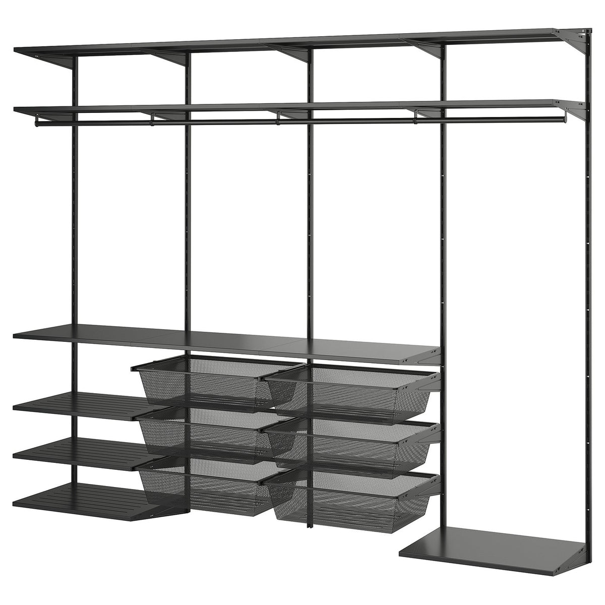 BOAXEL wardrobe combination, anthracite, 245x40x201 cm