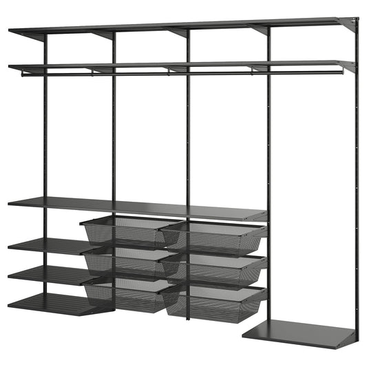 BOAXEL wardrobe combination, anthracite, 245x40x201 cm