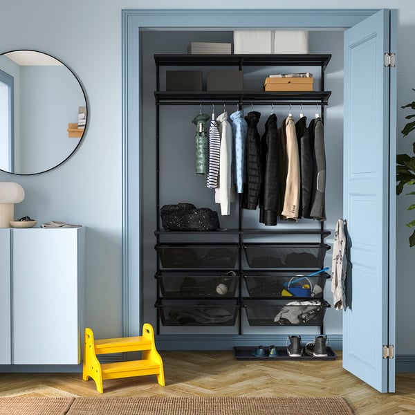 BOAXEL wardrobe combination, anthracite, 125x40x201 cm