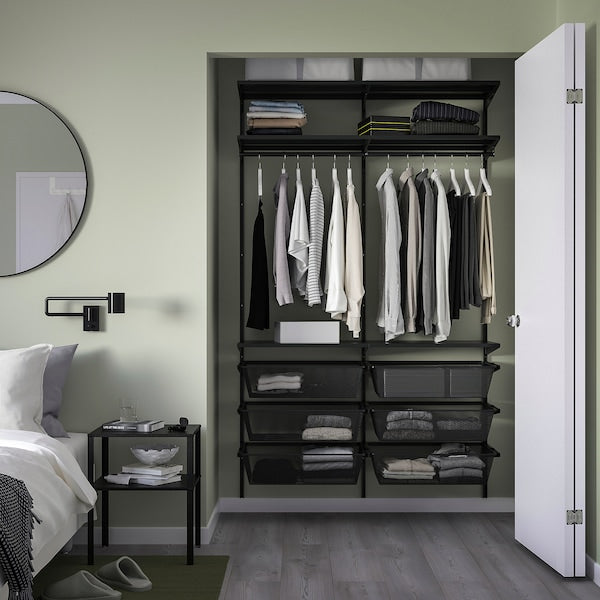 BOAXEL - Wardrobe combination, anthracite, 125x40x201 cm